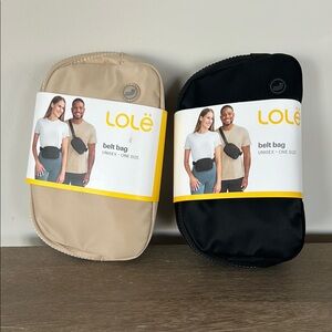Lole Unisex Belt Bag in Black and Tan